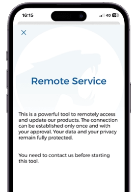 Remote maintenance on the Maxhaust mobile app
