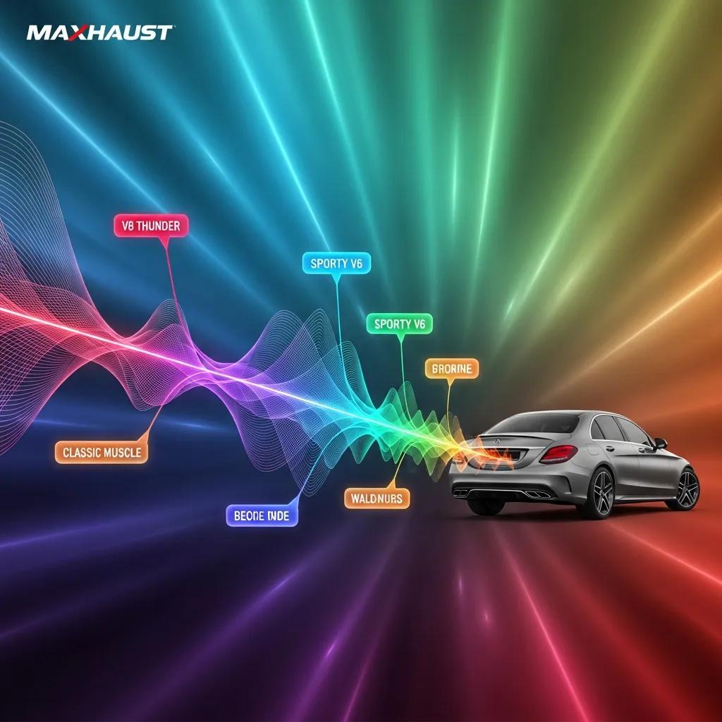 Dynamic sound wave graphic representing customizable sound profiles for Maxhaust Active Sound System