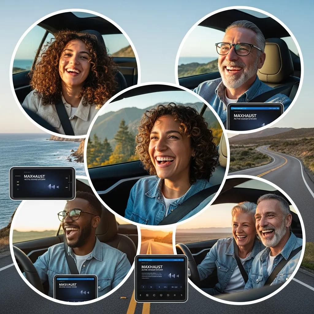 Happy Tesla Model S owners enjoying enhanced driving experience with Maxhaust sound system