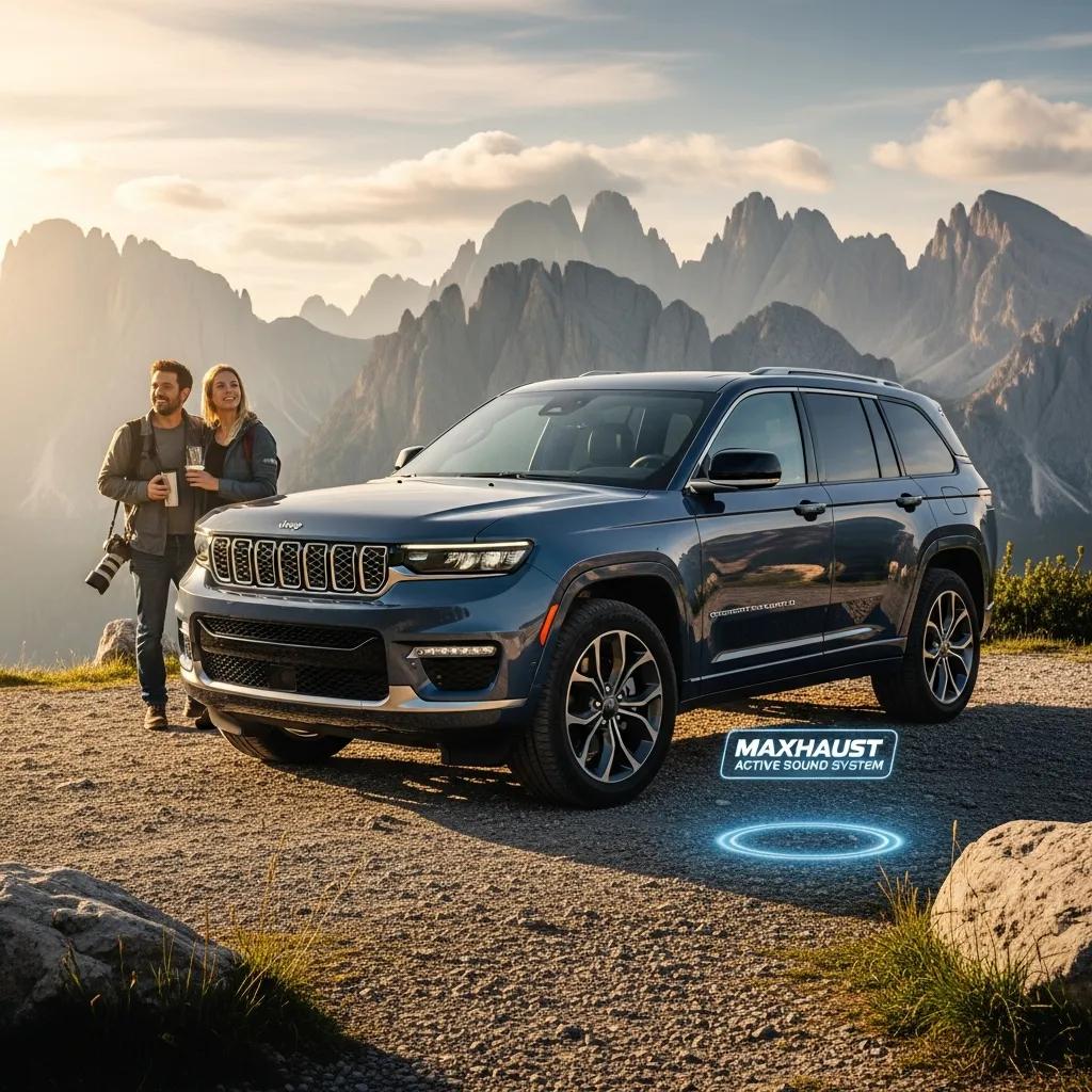 Jeep Grand Cherokee 4xe with Maxhaust Active Sound System in a scenic outdoor setting