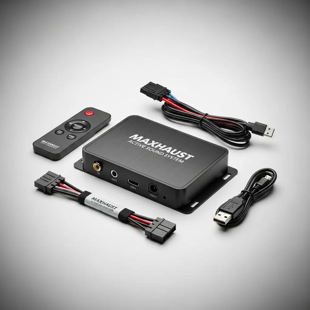 Maxhaust Active Sound System components displayed on a clean background
