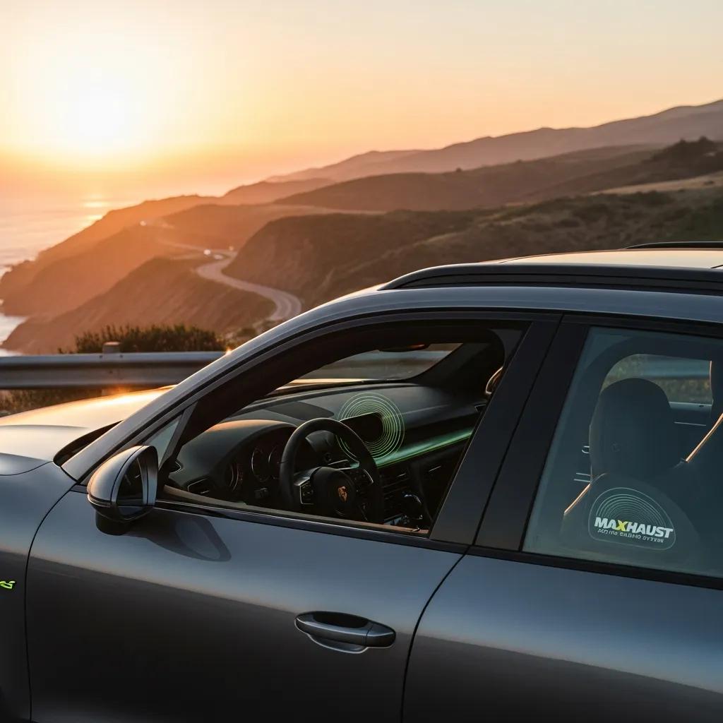 Porsche Cayenne E-Hybrid with Maxhaust Active Sound System in a scenic setting