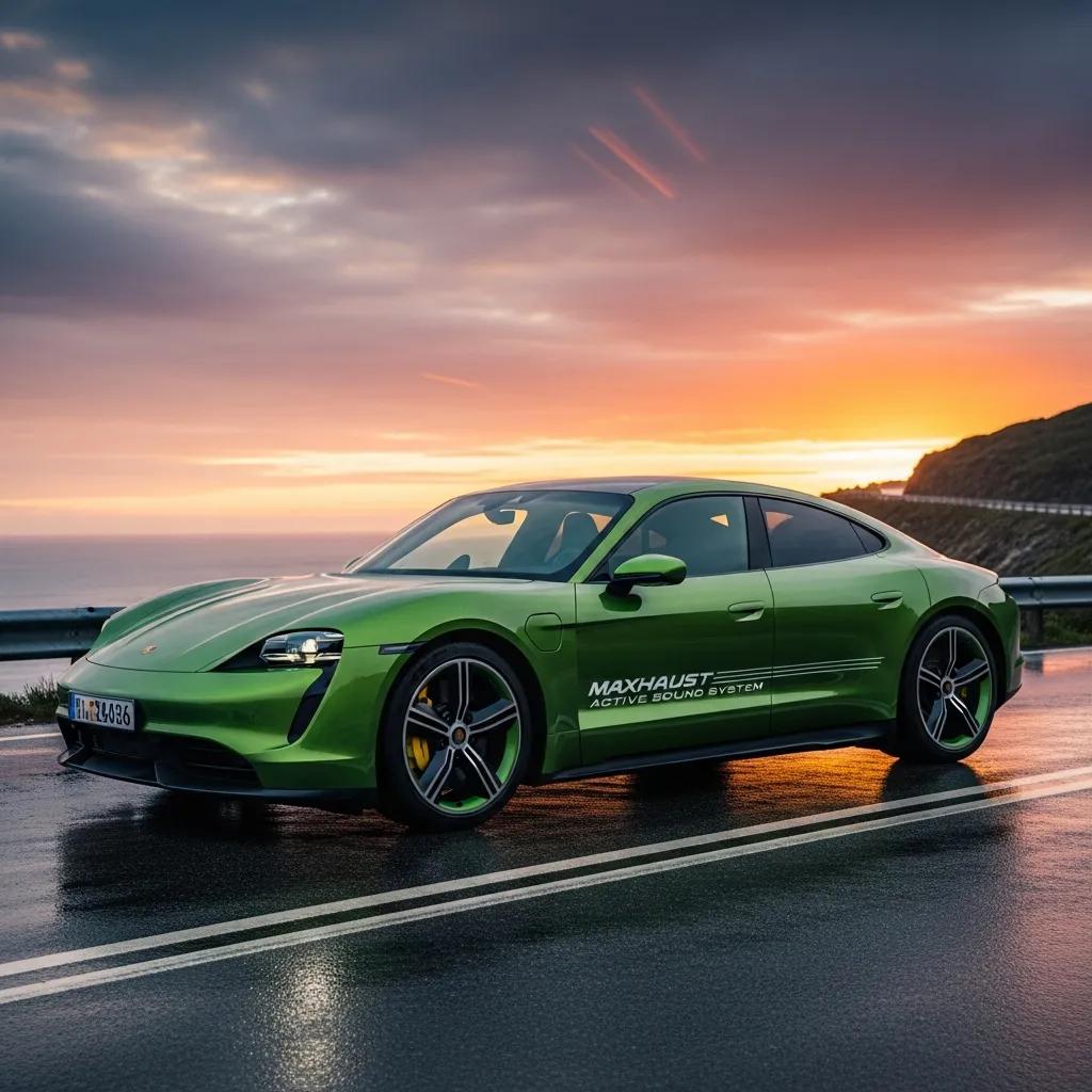 Porsche Taycan with Maxhaust Active Sound System highlighting electric performance and sound enhancement