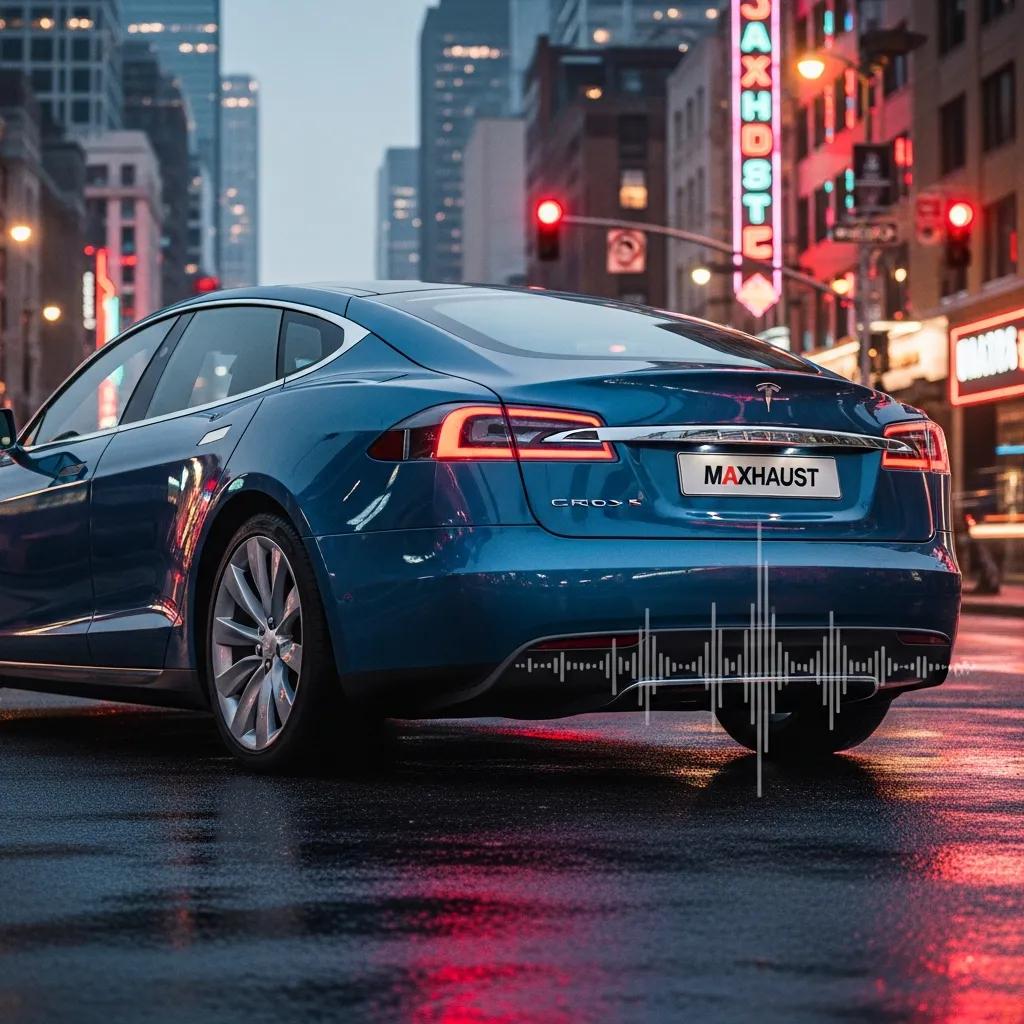 Tesla Model S with Maxhaust exhaust system in an urban setting